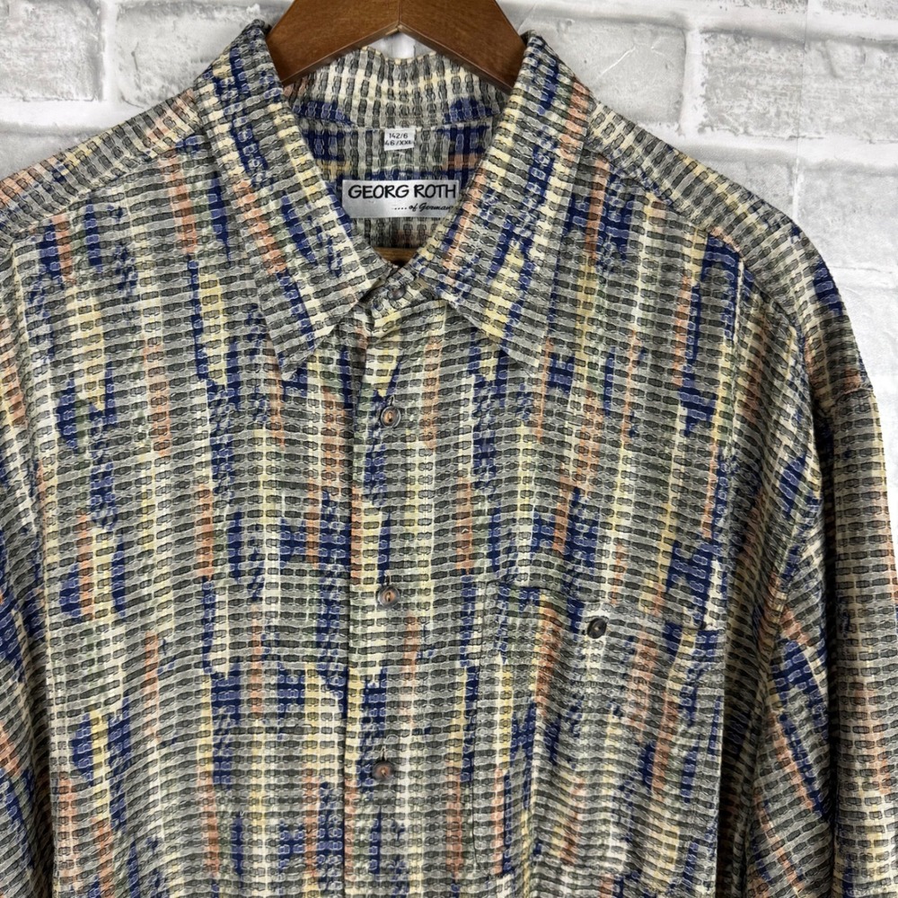 Georg Roth of Germany Mens XXL Short Sleeve Button Down Shirt Abstract Textured